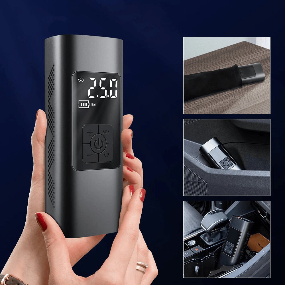 منفاخ عجلات السيارة المحمول مع مقياس ضغط رقمي - Makfool
