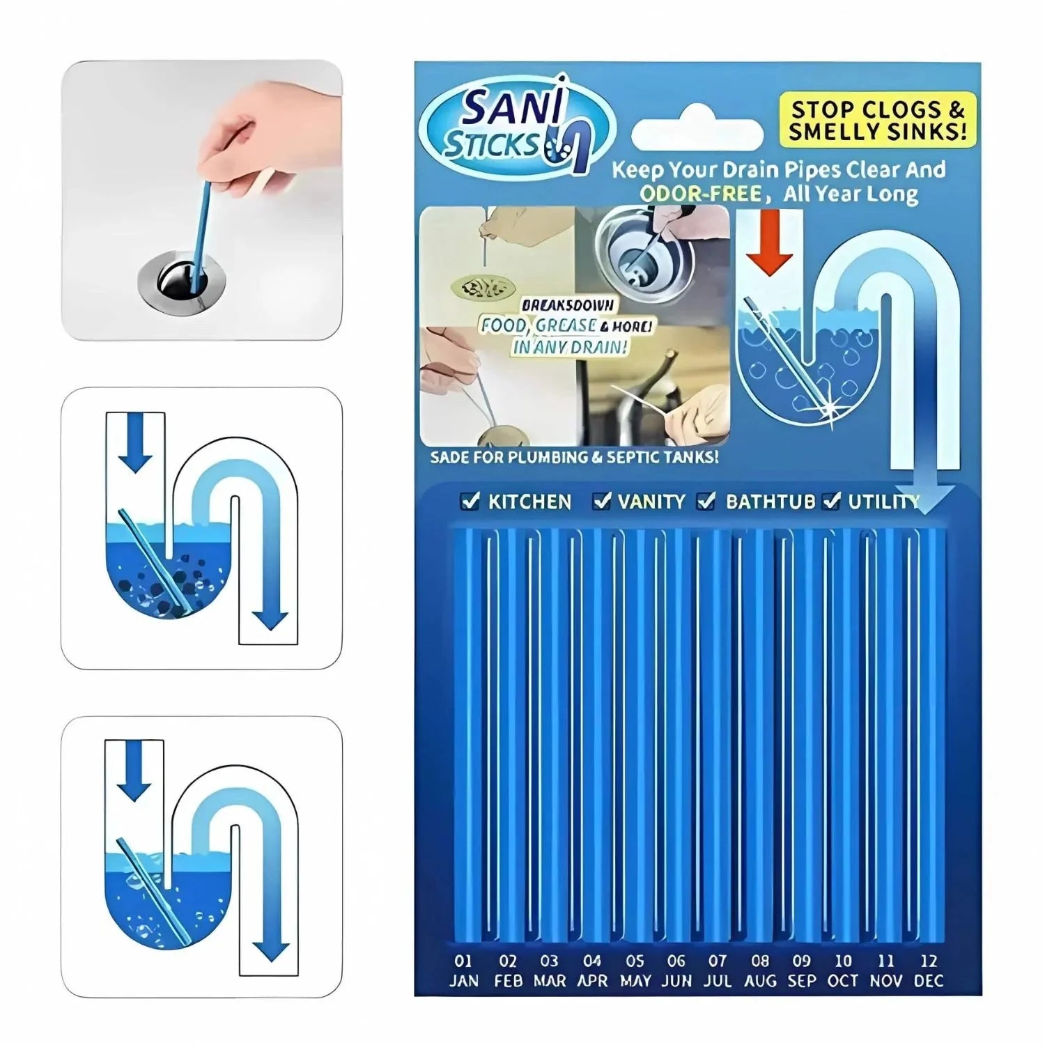 2023 ( مجموعة كاملة من 6 علب تكفي سنة كاملة ) مادة تسليك المواسير الأسرع والاكثر فعالية - Makfool