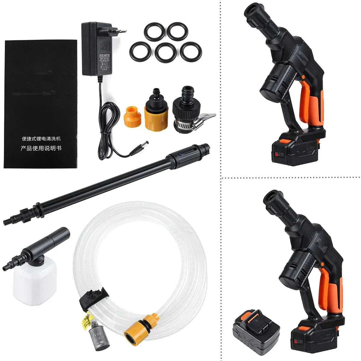 2023 مسدس غسيل سيارات عالي الضغط لاسلكي ومحمول قابل للشحن الاصلي - Makfool