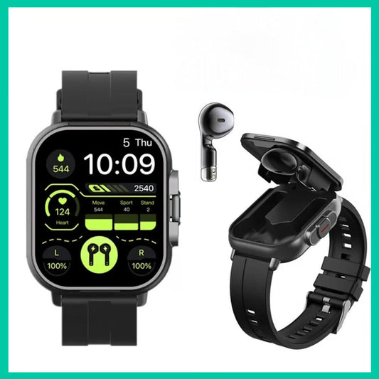 الساعة الذكية الرياضية 2 في 1 مع سماعات أذن - مكفولة