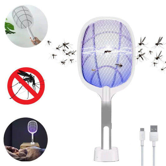 المضرب الكهربائي قاتل الحشرات الطائرة القابل للشحن - Makfool