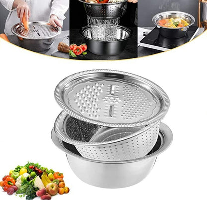 حوض مع مبشرة خضروات مع سلة تصريف 3 في 1 مبشرات جبن مع الفولاذ | 3 فــي 1 | - Makfool