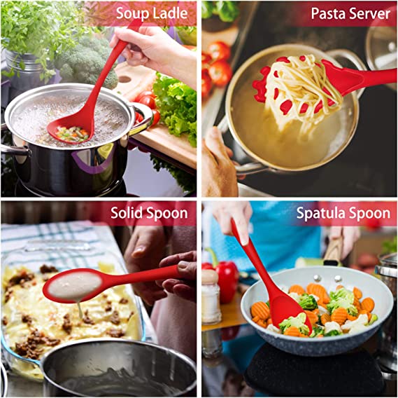 مجموعة أدوات المطبخ من السيليكون مع حامل (15) قطعة - Makfool