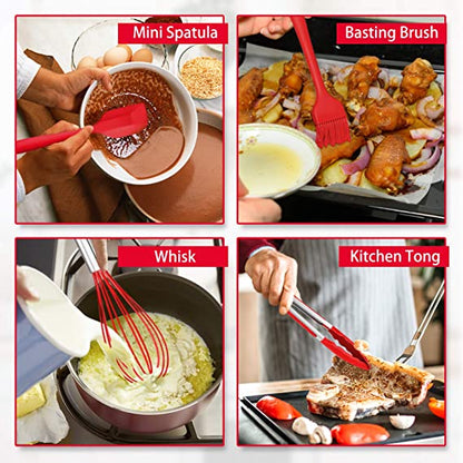 مجموعة أدوات المطبخ من السيليكون مع حامل (15) قطعة - Makfool