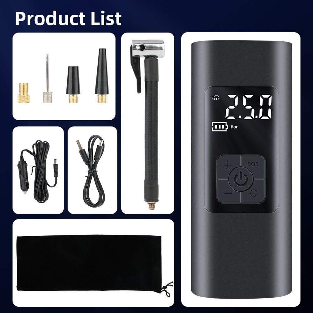 منفاخ عجلات السيارة المحمول مع مقياس ضغط رقمي - Makfool