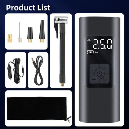 منفاخ عجلات السيارة المحمول مع مقياس ضغط رقمي - Makfool