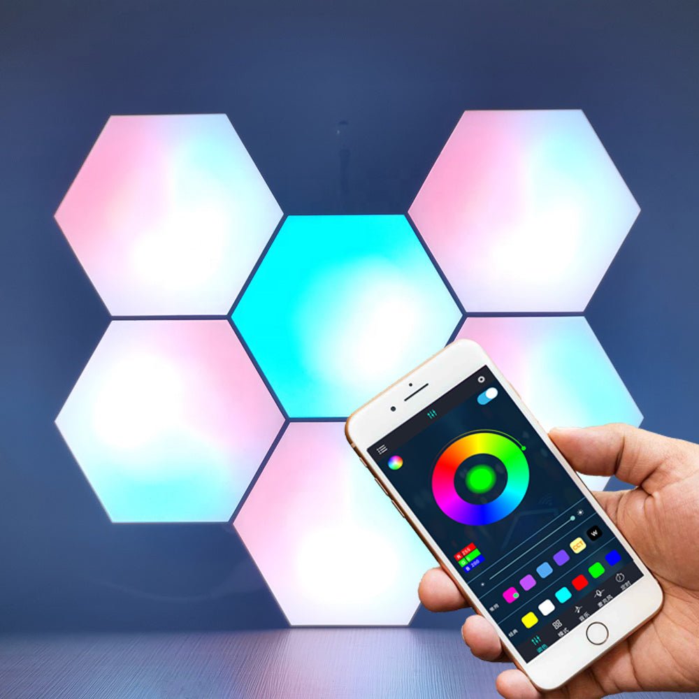 مصباح حائط سداسي بلوحات ليد ذكية(6 قطع) - Makfool