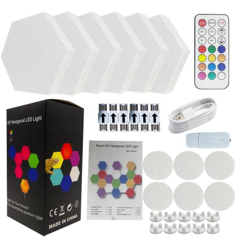 مصباح حائط سداسي بلوحات ليد ذكية(6 قطع) - Makfool