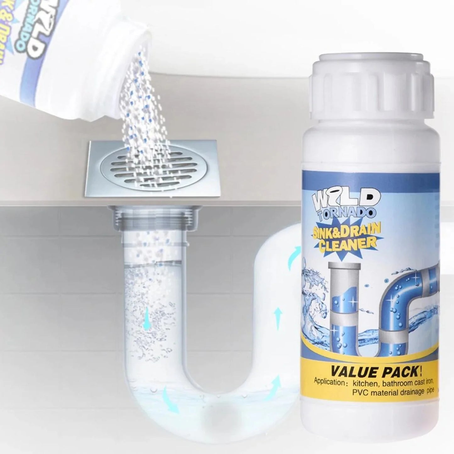 مسحوق تسليك البالوعات لتنظيف الصرف الصحي (عبوتين) - Makfool